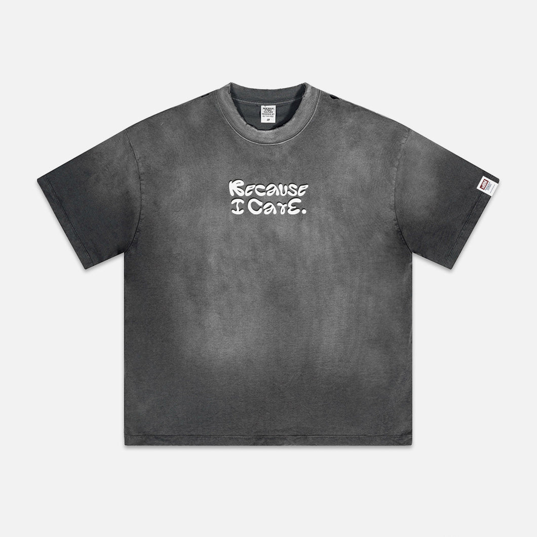 Because I Care Doodle Washed Oversize T-shirt