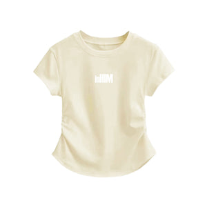 inHIM Logo Ruched Sides Crop T-shirt