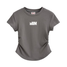 Load image into Gallery viewer, inHIM Logo Ruched Sides Crop T-shirt
