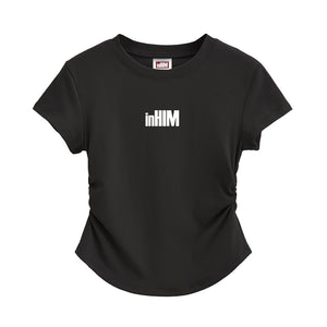 inHIM Logo Ruched Sides Crop T-shirt